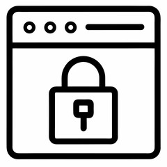 Secure Browser Tab Icon – Black Outline Vector for Web Security & Privacy

