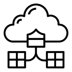 Digital Cloud Defense Symbol – Line Art for Secure Online Infrastructure


