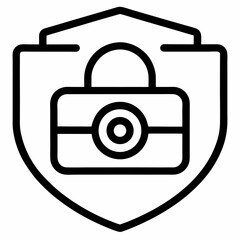 Camera Privacy Cover Outline Icon – Black Vector for Webcam Security

