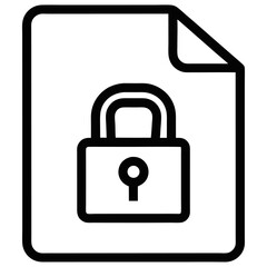File Lock Outline Icon – Black Vector for Document Security & Protection


