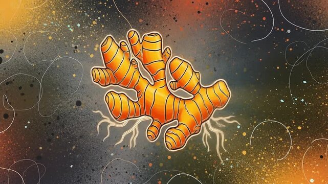 Ginger Root Illustration on Abstract Background