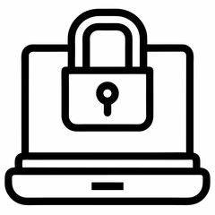Digital Computer Protection Symbol – Line Art for System Safeguard & Access Control


