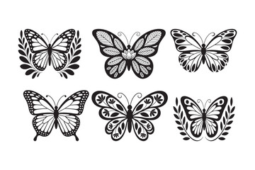 	
Black line art of a butterfly bundle for kids coloring book coloring page doodle art in white background	
