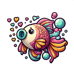 Bubble Fish Blowing Love