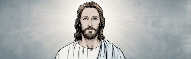 Jesus christ looking upwards with hope and faith, a modern depiction