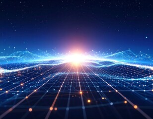 Obraz premium Abstract digital landscape at dawn