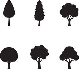 Fototapeta premium Simple Black Silhouette Tree Icons Set