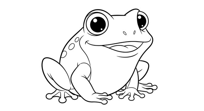 Leaping Frog Vector Outline for Pond Life & Amphibian Coloring Books