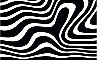 Abstract Horizontal Background With Colorful Waves Lines. Twisted Duo Tone Backgrounds. Abstract Pattern From Lines, Halftone Effect. Black And White In Style Retro 60s, 70s.