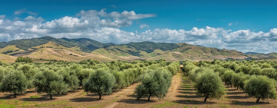 The Olive Trees Cultivating Life in a Picturesque Mediterranean Landscape - Powered by Adobe