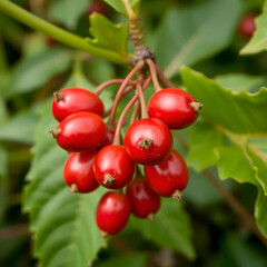 Fototapeta premium Close Up of Bright Red Wild Arum Berries in Natural Setting