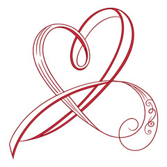 Elegant red heart swirl design with flourishes