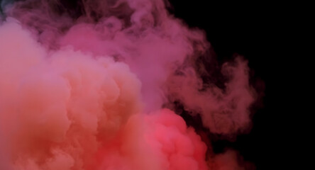Colorful Smoke Billowing Against Black Background for Artistic Creations
