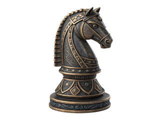 Bronze Knight A Regal Chess Piece Sculpture on transparent background