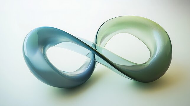 Abstract infinity symbol, translucent glass-like form
