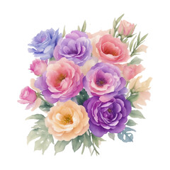 Colorful botanical blooming flower elegance watercolor bouquet. Colorful flower blooms in watercolor serenity painting on canvas, watercolor painting of bouquet vector Illustration.