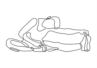 Person doing seated forward bend yoga pose, single line drawing.  line icon-continuous line drawing. Editable stroke. 