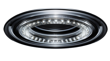 Car tire with detailed tread pattern and rubber texture isolated on white background