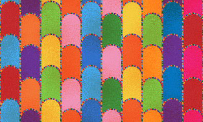 Fun colorful abstract background in doodle style. Simple playful design with hand drawn overlay shapes. Children style colored scribble banner background with doodle rough lines. Playful abstract bg