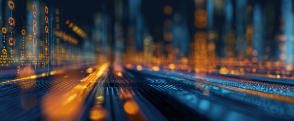 The mesmerizing digital landscape showcasing a surge of binary data flow.