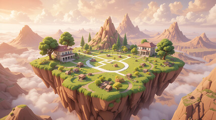 NFT virtual land is an own-able area of digital land on a metaverse platform, NFT real estate is parcels of virtual land minted on the blockchain, conceptual illustration