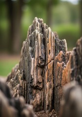 Petrified Wood Formation - Close-up of a petrified wood structure, showing intricate textures and colors. The wood grain is clearly visible