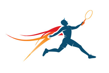 Badminton Jump Smash Logo for T-shirts & Racket Sport Branding
