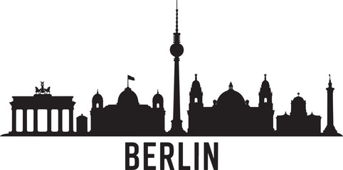 Fototapeta premium Berlin Skyline Silhouette Vector Illustration Germany Cityscape Landmark Travel Europe