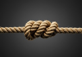Closeup of a thick rope tied in a knot