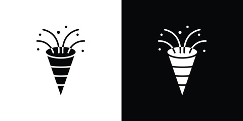Confetti party popper icon. black and white line icons pack.