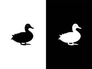 black and white illustration of a duck, gracefully
