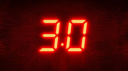 Digital Countdown Display with Red LED Numbers on Dark Background