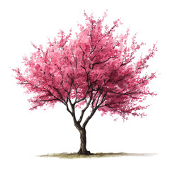 Fototapeta premium Cherry Tree in watercolor style, vector illustration, isolated on white background.