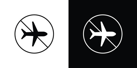 Dont fly signs. black and white line icons pack.
