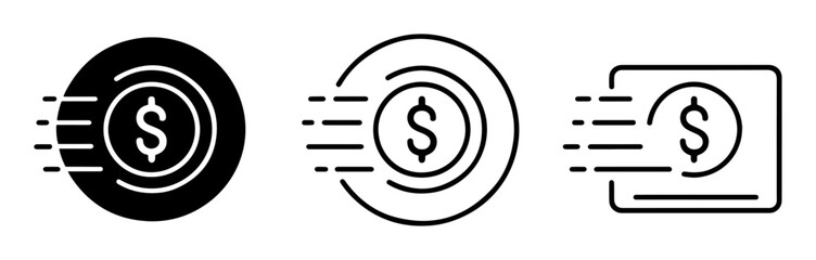money transfer icon set with us dollar symbol