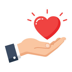 Heartfelt Connection: Hand and Red Heart with Radiance