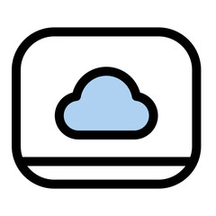 A cloud storage icon is displayed in a rounded square outline, symbolizing digital data saving and backup.