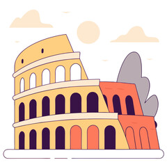 Naklejka premium Cartoon Style Roman Colosseum Vector