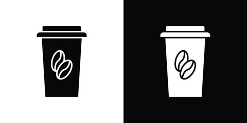 Hot coffee cup icon. black and white line icons pack.