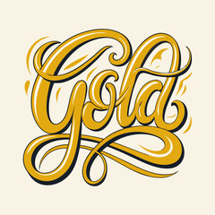 Stylish gold lettering with swirls and highlights