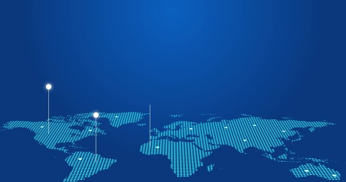 Video animation motion graphic world map blue tech