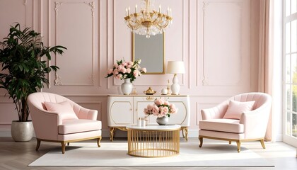 Elegant pink living room