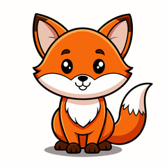 Cute cartoon fox sitting adorable animal illustration
