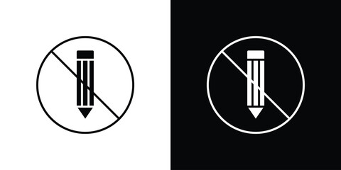 No writing signs. black and white line icons pack.