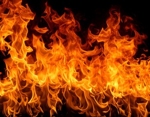 Abstract fiery flames against a dark background