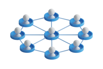 3D Render of a Network of People Connected Together Representing Social Media or a Business Team on transparent background