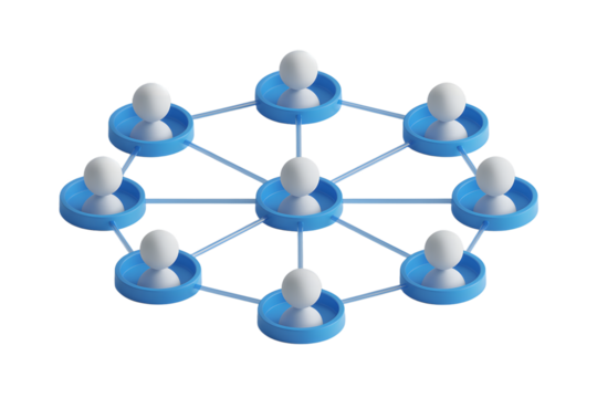 3D Render of a Network of People Connected Together Representing Social Media or a Business Team on transparent background