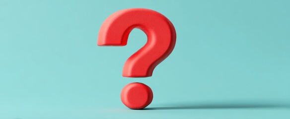 Naklejka premium The Bold Red Question Mark Against a Light Blue Background