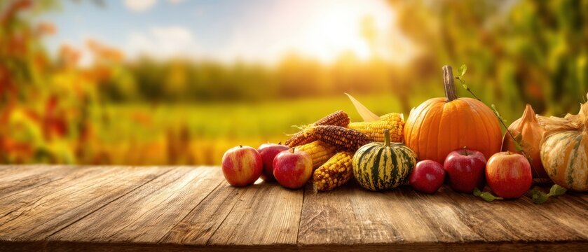 The vibrant autumn harvest arrangement featuring pumpkins and apples on a rustic table.