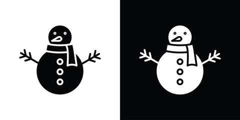 Snowman icon. black and white line icons pack.
